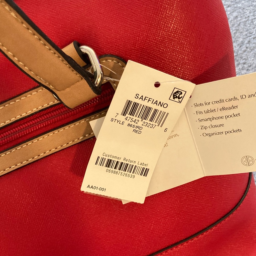 Giani Bernini Red and Tan Tote Bag - Picture 3 of 5
